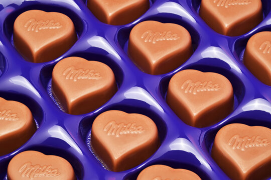 A blue box of Milka chocolates