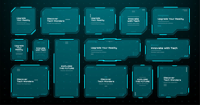 Sci fi hud frames and elements for a digital interface. Future infographic display with modern graphic template for technology ui.