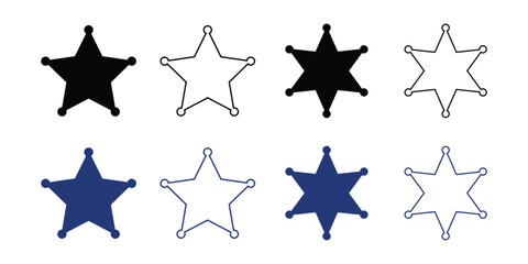 Obraz premium Sheriff Star Badges In Black And Blue icon symbol isolated on transparent background