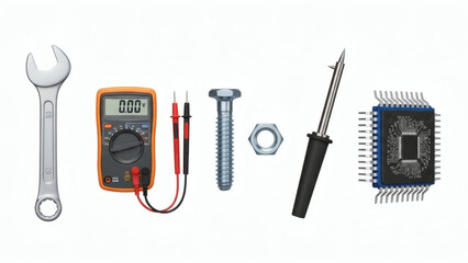 Essential tools and components for tech and repair