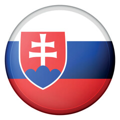 Fototapeta premium Glass light ball with flag of Slovakia. Round sphere, template icon. Slovak national symbol. Glossy realistic ball, 3D abstract vector illustration. Big bubble.