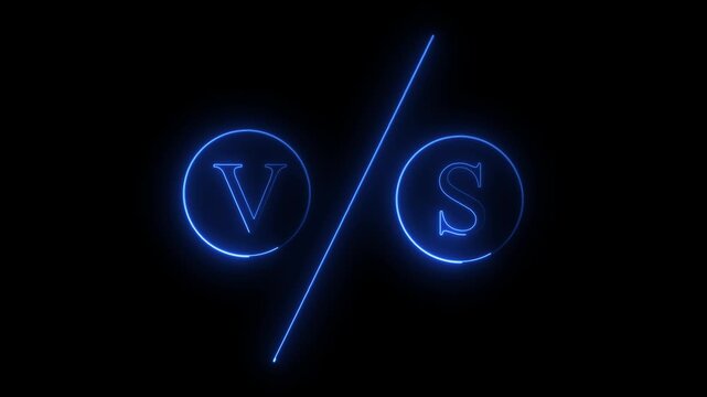 Neon VS text icon bars animation on a black background,with 4k video animation.