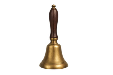 Golden brass handbell with wooden handle