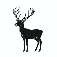 Stylized Black Silhouette of a Majestic Reindeer