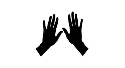 Fototapeta premium Black silhouette of two hands with palms facing each other in a gesture silhouette
