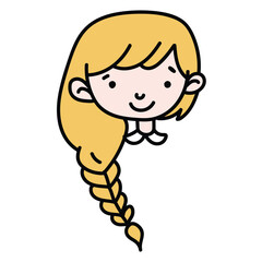Cute Girl with Braid Cartoon Character