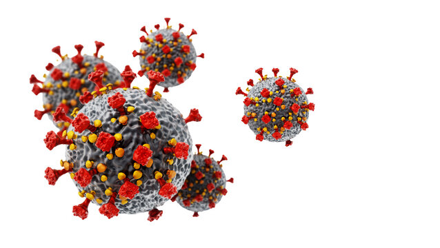 Group of viruses on transparent background. 3D illustration