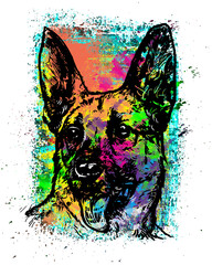 Colorful Artistic German Shepherd Portrait
