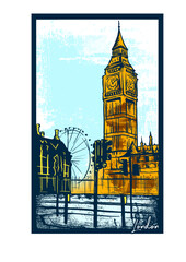 London Big Ben Landmark Travel Illustration