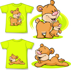Cute Lion and Cub Cartoon T-Shirt Print