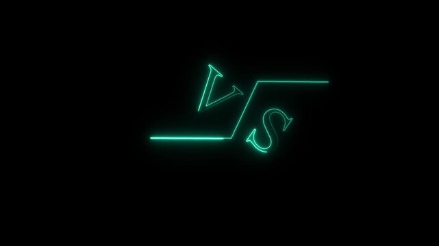 Neon VS text icon bars animation on a black background,with 4k video animation.