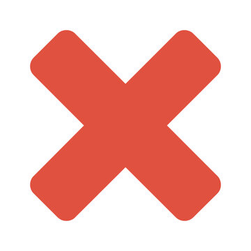 Bright red X mark signifies immediate rejection or failure.