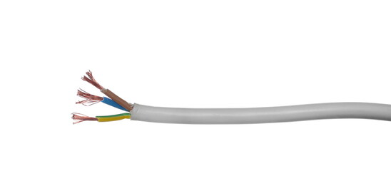 Cut insulated colorful wires isolated on white background, clipping path