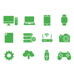 Green Technology Icon Set for Web, App, and System Interface