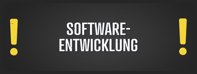 Softwareentwicklung (Software development) - A blackboard illustration with white text. © lhphotos