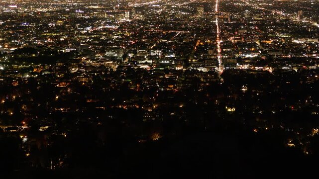 Los Angeles Night Cityscape from Griffith Park Time Lapse California USA
