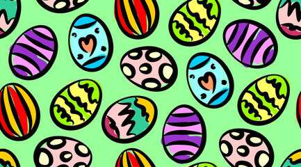 Easter pattern. Hand painted strokes. Outline ornament sign. Minimal style. Flat style 