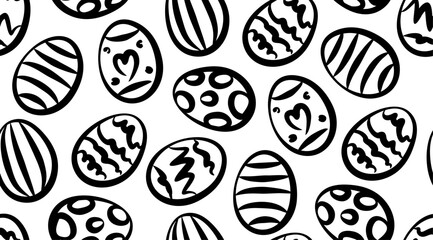 Easter pattern. Hand painted strokes. Outline ornament sign. Minimal style. Flat style 