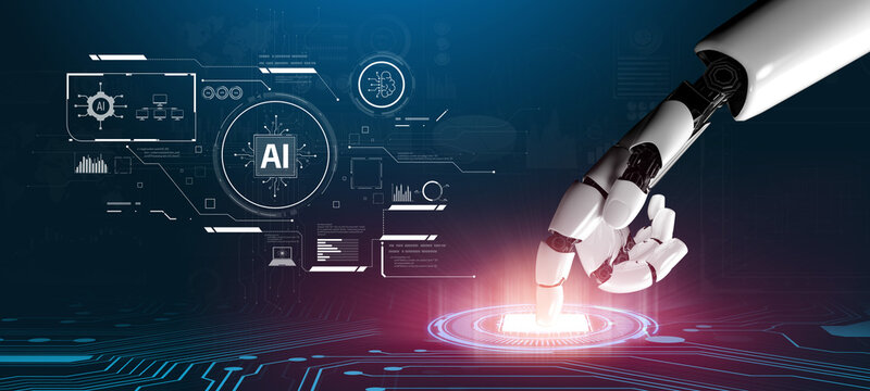 AI system interacting with artificial intelligence interface, processing data, executing algorithms, and enhancing automation with advanced artificial intelligence functions. Vouch