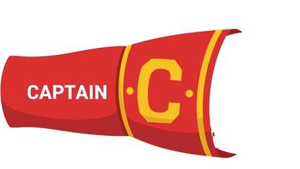 A red and yellow captain's armband with a large letter C on it