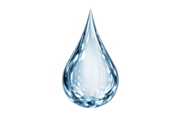 Water drop falling, clean fluid droplet showing purity, hydration, freshness, and environmental conservation on a transparent background