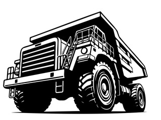 Front perspective view of heavy duty mining dump truck © Bipudas