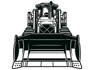 Front view of a heavy construction bulldozer machinery © Bipudas