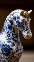 Elegant Porcelain Horse Figurine with Floral Design