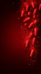 Dynamic Red Fireworks on Dark Background