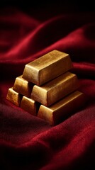 Golden Bars on Silk Fabric Background