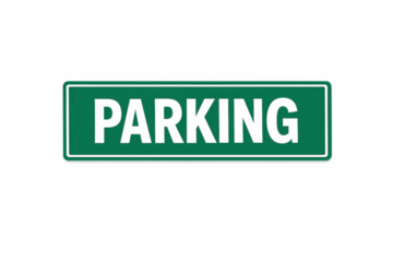 Parking sign vector and street information for vehicle driver guidance, showing designated area for car stop with transparent background