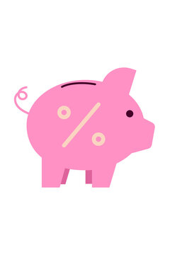 Piggy bank with percentage symbol illustration representing savings rate and financial interest. Perfect for banking, finance, interest rates, investment returns, and money management graphics. PNG