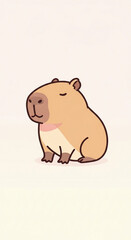 Cute cartoon capybara illustration with warm blush tones, gentle aesthetics - Artwork for cute or children's stationery
