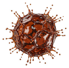 Brown liquid splash in zero gravity, abstract coffee art, isolated render