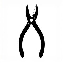 Black Silhouette of Pliers Tool on a White Background Symbolizing Repair and Construction Concepts