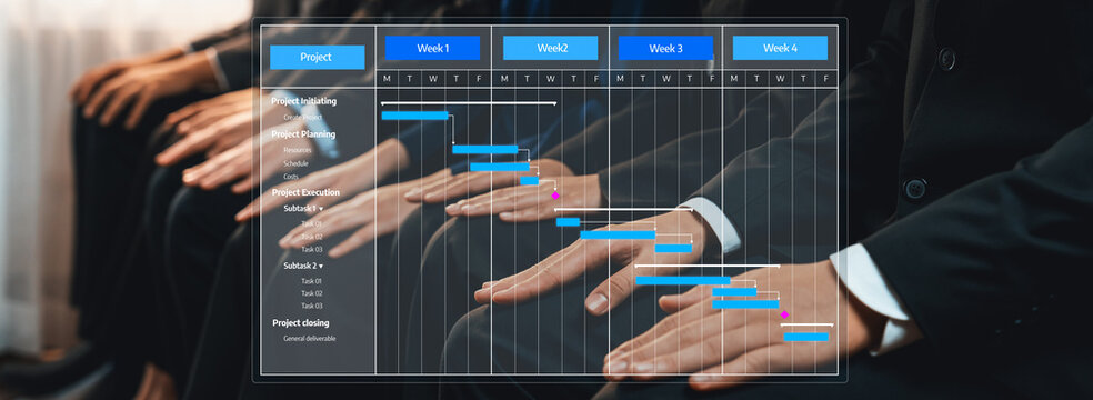 Asian job applicant waiting in line with good manners hand gesture and identical black formal wear for job interview. Modern and professional job seeker concept. Trailblazing Amity