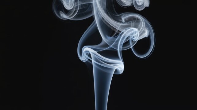 Smoke tendrils in abstract mystical blue haze on black background for luxury branding