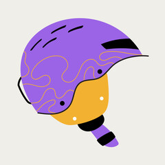 Vector illustration of ski and snowboard helmet for winter sports. Protective headgear for skiing, snowboarding and alpine activities. Isolated modern design for cold weather use