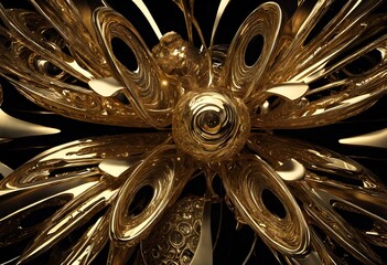Golden Abstract Swirls with Orbs