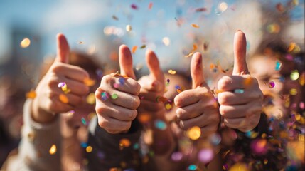 hands with thumbs up celebrating