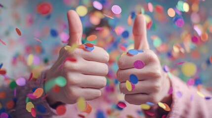 hands with thumbs up celebrating