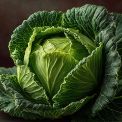 Fototapeta premium One green cabbage.