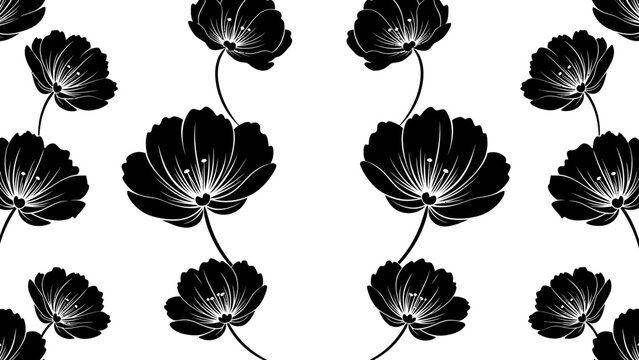 Black and White Floral Pattern Design.