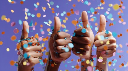 hands with thumbs up celebrating