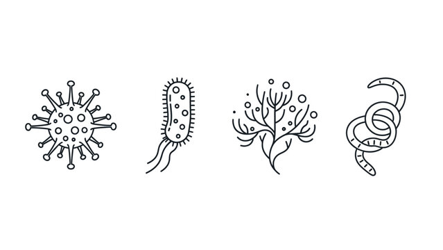 Virus Bacteria Microbe Parasite Illustrations.