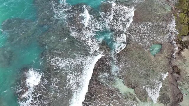 video of the atlantic ocean shore from the sky with drone