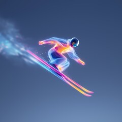 freestyle skiing banner. freestyle skiing dynamic wallpaper with colorful light trails on a dark background