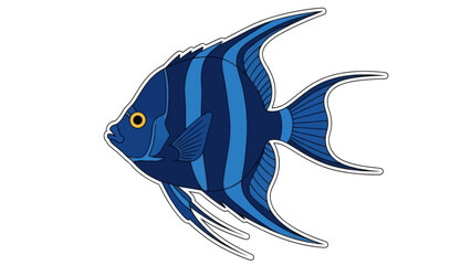 Blue Angelfish Vector Illustration, Flat Design, Marine Life, Aquatic, Ocean, Underwater