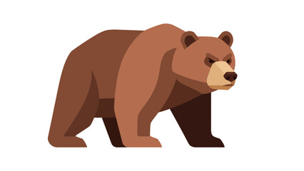 Fototapeta premium Brown Bear Vector Illustration, Flat Design, Wildlife Icon for Nature and Animal Themes