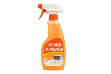 Orange kitchen degreaser spray bottle cleaning agent